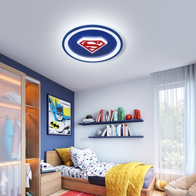 Cartoon Pattern LED Flush Ceiling Light Lovely Acrylic Ceiling Fixture in Blue for Child Bedroom