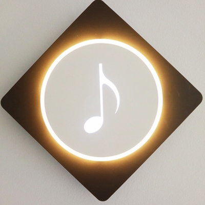 Circle/Note/Smile/Switch Sconce Light Simple Style Acrylic LED Wall Light in Warm for Study Room