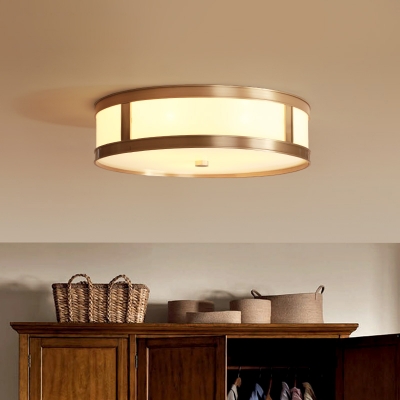 Contemporary Drum Ceiling Light 3/4 Lights Acrylic Flush Mount Light in White for Living Room