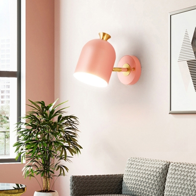 Contemporary Macaron Colored Sconce Light Cup 1 Light Metal Sconce Lamp for Kids Bedroom