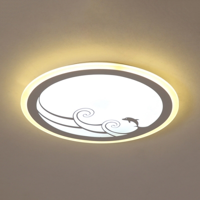 Dolphin Sea Bedroom Ceiling Lamp Acrylic Creative LED Flush Mount Light in Warm/White