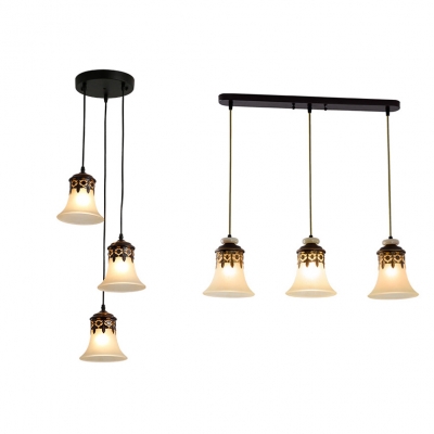 Frosted Glass Bell Pendant Lighting 3, 3 Glass Pendant Lights For Kitchen Island
