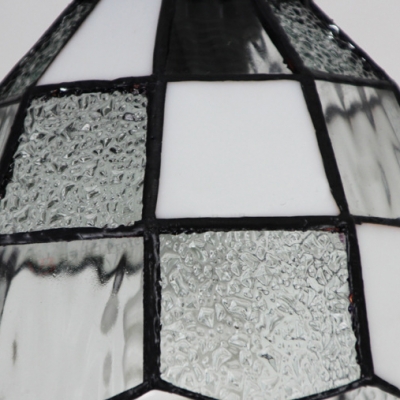 Glass Lattice Dome Pendant Light 3 Lights Tiffany Style Hanging Lamp in Blue/White for Restaurant