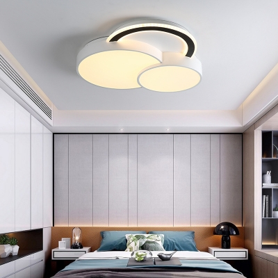 Kid Bedroom Circle Flush Light Acrylic Modern LED Ceiling Mount Light in Warm/White/Third Gear
