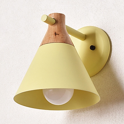 Kitchen Bedroom Conical Wall Light Metal 1 Light Simple Style Macaron Colored Sconce Light