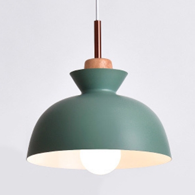 Living Room Ceiling Pendant with Shade Aluminum Single Light Modern Hanging Light in Gray/Green/White/Yellow