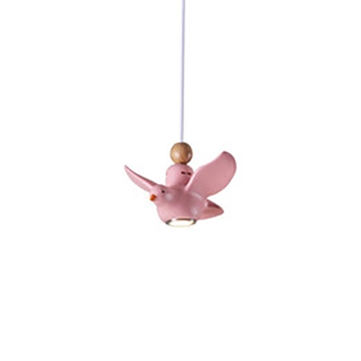 Lovely Macaron Colored Pendant Light Pigeon 1 Head Resin Hanging Light for Child Bedroom