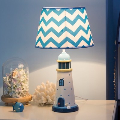 Mediterranean Style Lighthouse Desk Light Resin 1 Light Dimmable LED Reading Light in White