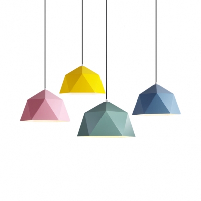 Metal Diamond Shaped Ceiling Light Shop One Light Macaron Loft Candy Colored Pendant Light