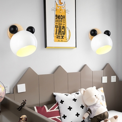 Metal Globe Rotatable Sconce Light Boy Girl Bedroom 1 Light Creative Macaron Colored Wall Light