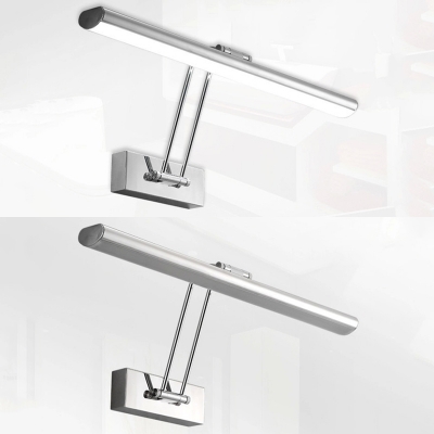 Modern Linear LED Vanity Light Rotatable Chrome Metal Sconce Light with White Lighting for Bathroom