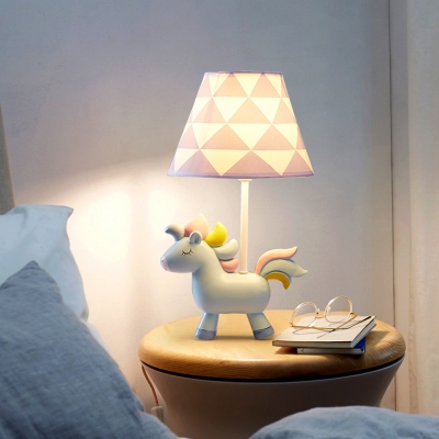 Resin Cartoon Unicorn Desk Light Child Bedroom 1 Light Lovely Dimmable LED Study Light in Blue