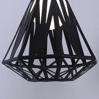 Restaurant Diamond Pendant Light Metal 3 Lights Industrial Hanging Light Black/White Suspension Light