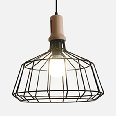 Retro Loft Barn/Diamond Pendant Lamp Metal 2 Lights Black Finish Hanging Light for Living Room