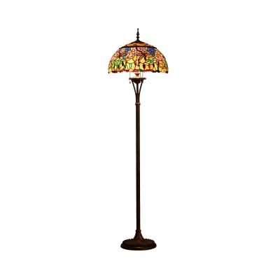 Rustic Stylish Dragonfly Floor Light 3 Lights Stained Glass Floor Lamp for Dining Room
