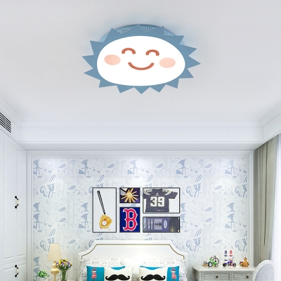 Smiling Sun LED Flush Ceiling Light Kids Candy Colored Ceiling Lamp with Third Gear/White Lighting for Bedroom