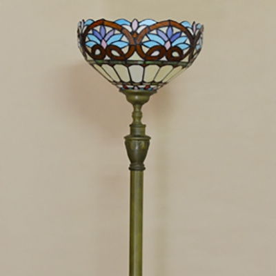Stained Glass Bowl Floor Light Single Light Tiffany Stylish Vintage Standing Light