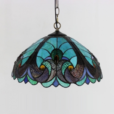Stained Glass Umbrella Pendant Light 1 Light Tiffany 3 Designs Optional Hanging Light for Villa