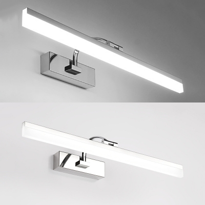 Waterproof Linear LED Wall Light Modern Stainless Steel Chrome Vanity Light with White Lighting for Bedroom