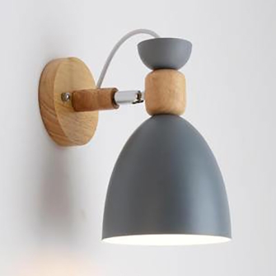 1 Light Dome Wall Light Simple Style Metal Rotatable Sconce Light with Macaron Color for Bedroom