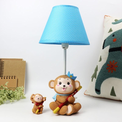 1 Light Monkey/Squirrel Desk Light Cartoon Resin Dimmable Eye-Caring Reading Light in Blue/Pink for Baby Room