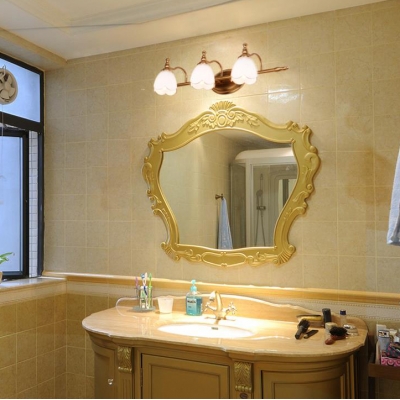 2/3/4 Lights Flower Vanity Light Rust-Proof Opal Glass Wall Lamp in Brass for Dressing Room