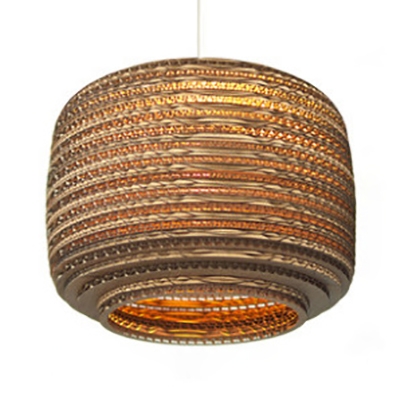 Cafe Drum/Cylinder/Globe Ceiling Pendant Paper 1 Light Asian Style Beige Hanging Light