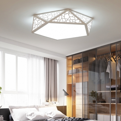 Simple Style White Flush Mount Light Diamond Acrylic LED Ceiling Fixture in Warm/White for Bedroom