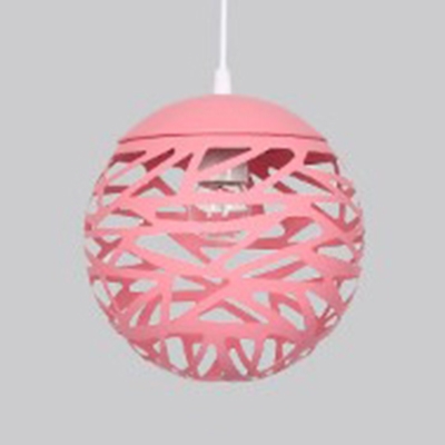 Candy Colored Etched Orb Hanging Light One Light Nordic Stylish Metal Pendant Light for Child Bedroom