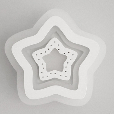Acrylic LED Wall Light with Star Simple Style White Sconce Light in Warm for Kid Bedroom