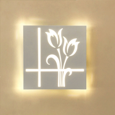 Acrylic Sconce Light Study Room Bedroom Modern LED Wall Light in White