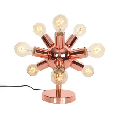 American Rustic Copper Desk Light Orb 6/9 Lights Plug In Iron Reading Lighting for Office