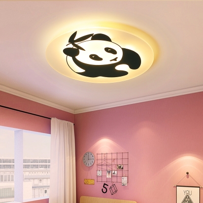Animal Black LED Ceiling Mount Light Panda Acrylic Flush Light in Warm/White/Third for Baby Bedroom
