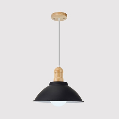 Black Bowl Shade Pendant Light 1 Light Vintage Style Aluminum Hanging Light for Kitchen