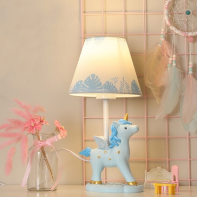 Cartoon Unicorn LED Desk Light 1 Light Resin Reading Lamp with Plug In Cord for Girl Bedroom