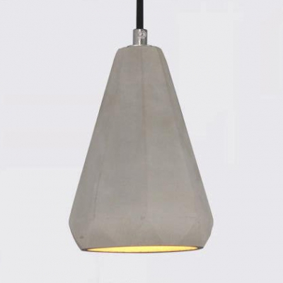Cement Triangle Shade Pendant Light Restaurant 1 Light Vintage Style Hanging Lamp in Gray