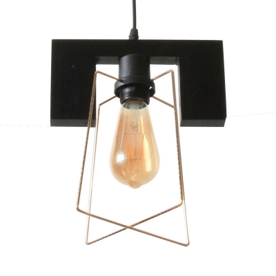 Coffee Shop Edison Bulb Pendant Lamp Metal 1 Light Retro Loft Black Suspension Light with Wire Frame