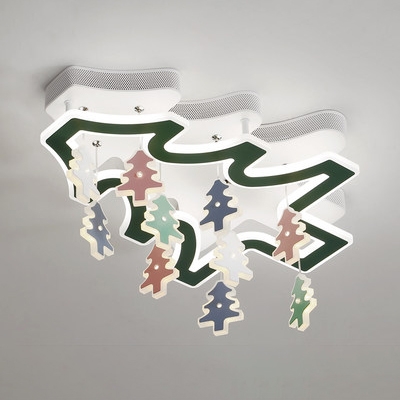 Contemporary Frosted LED Semi Flush Mount Light Acrylic Green Ceiling Light in Warm/White for Nursing Room
