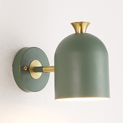 Contemporary Macaron Colored Sconce Light Cup 1 Light Metal Sconce Lamp for Kids Bedroom