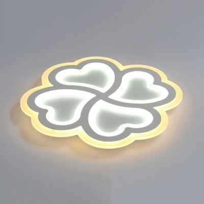 Creative 4 Hearts Ceiling Mount Light Acrylic White 3 Modes for Option LED Flush Light for Foyer