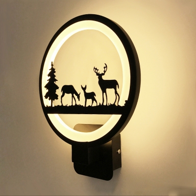 Creative Plant & Animal Wall Light Metal Black LED Sconce Light in Warm for Adult Kid Bedroom