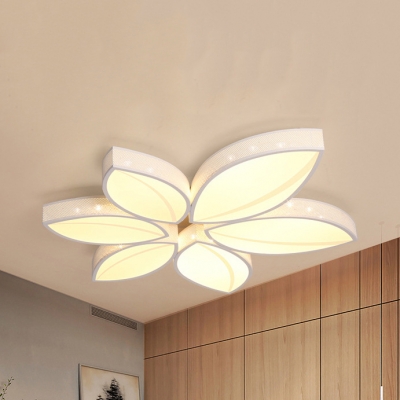 Etched Lotus LED Ceiling Mount Light Modern Metal Flush Light in Warm/White for Adult Bedroom