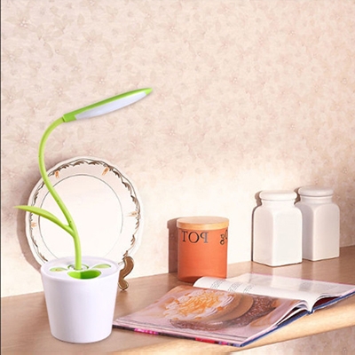 Flower Port LED Reading Light Kid Bedroom 1 Head Switch Desk Lamp with Flexible Gooseneck
