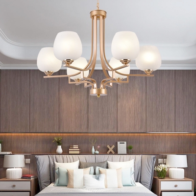 Frosted Glass Globe Chandelier Dining Room Hotel 5/6/8 Lights Elegant Style Hanging Light