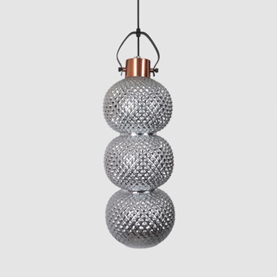 Gourd Shape Living Room Ceiling Lamp Amber/Chrome/Clear Lattice Glass 1 Light Modern Pendant Light
