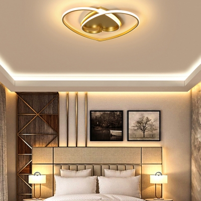 Heart Living Room Ceiling Light Metal Art Deco Gold/Pink/White Flush Light in Warm/White