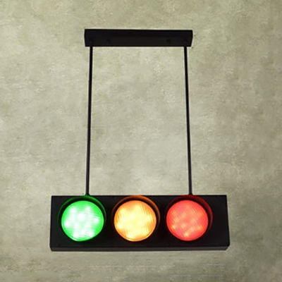 Creative Traffic Light Island Light 6 Lights Metal Island Pendant in Green&Red&Yellow for Bar
