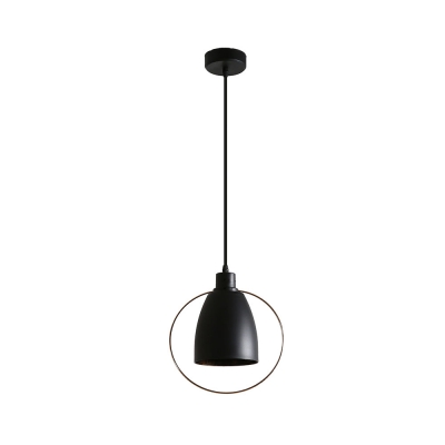 Industrial Bowl/Bucket Pendant Light Metal 1 Light Black Hanging Light for Dining Room Hallway