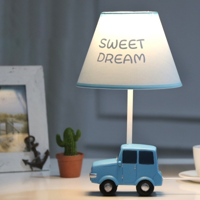 Lovely Blue LED Desk Light Toy Car 1 Light Fabric Eye-Caring Reading Light for Study Room