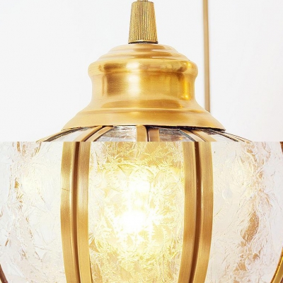 Melon Shape Bedroom Bathroom Pendant Light Clear Glass 1 Light Classic Hanging Light in Gold